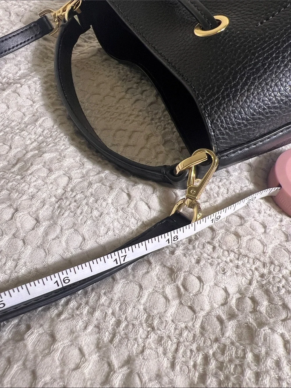 Michael Kors Black Pebbled Leather Drawstring Bucket Crossbody